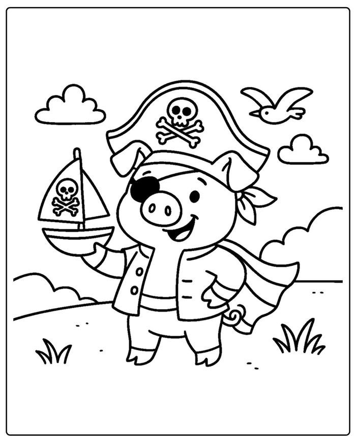 Ảnh tô màu con heo giúp trẻ học cách phối màu