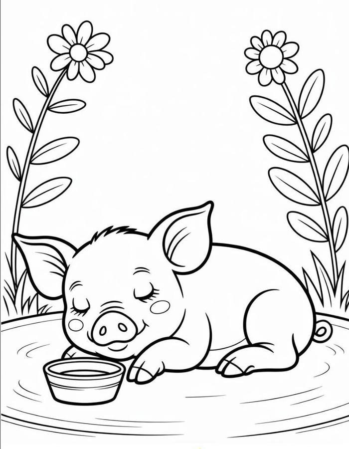 Ảnh tô màu con heo phù hợp cho giờ sinh hoạt cá nhân