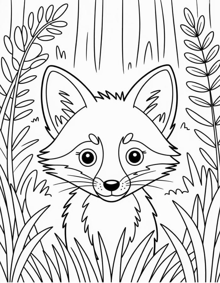 Ảnh trang tô màu con cáo hỗ trợ kiểm soát nét