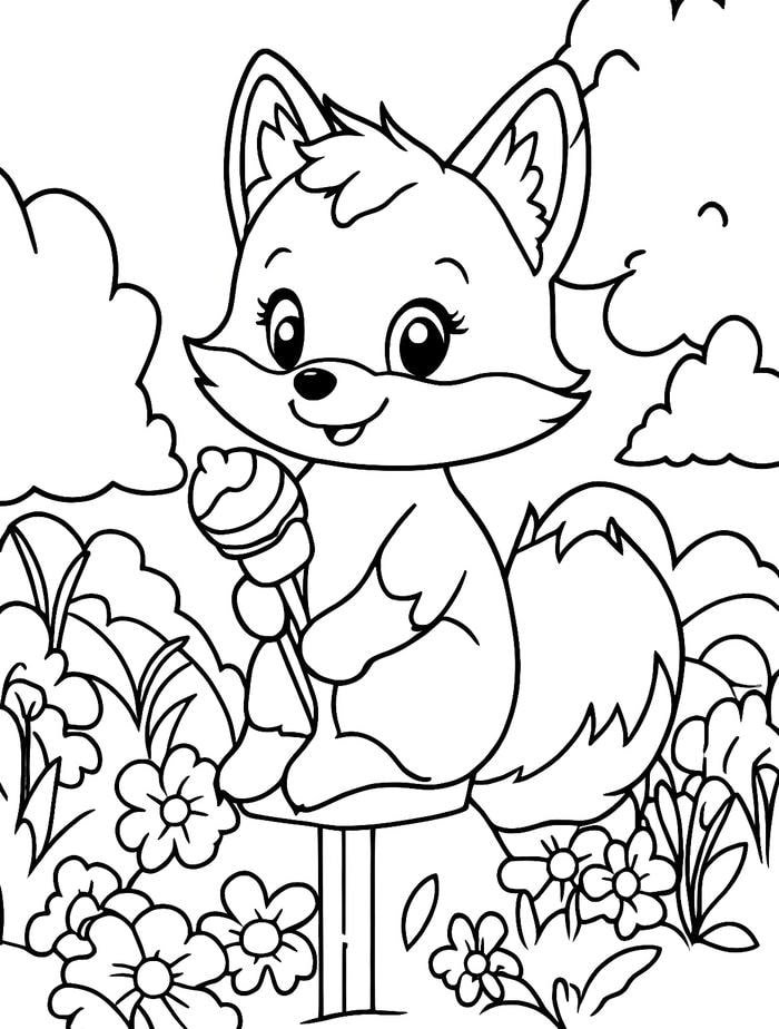 Ảnh trang tô màu con cáo phát triển thao tác tay