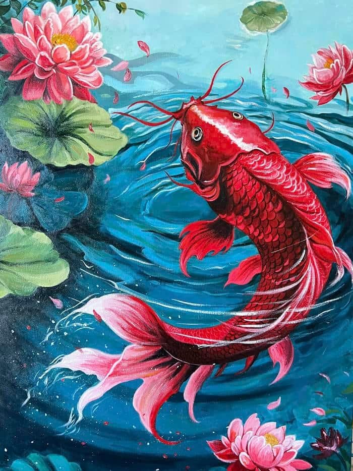 Ảnh tranh vẽ con cá mang phong cách nhẹ nhàng