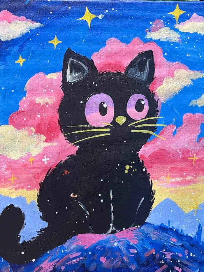 Ảnh tranh vẽ con mèo cho cảm nhận về sự yên lặng