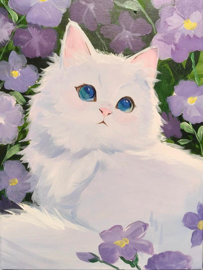 Ảnh tranh vẽ con mèo gợi cảm giác tồn tại riêng biệt