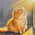 Ảnh tranh vẽ con mèo thể hiện sự tập trung nội tại