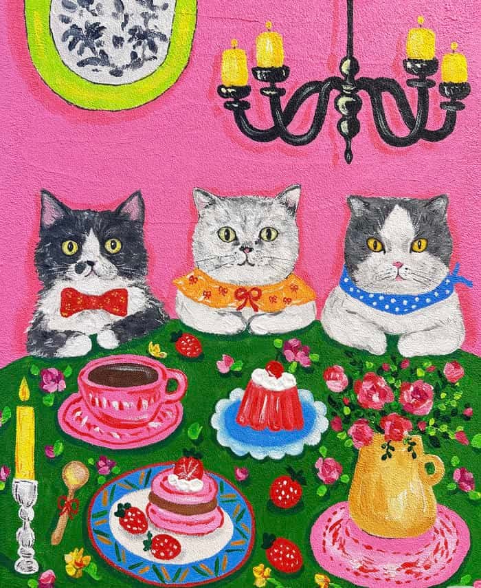 Ảnh tranh vẽ con mèo thể hiện tính cách khó đoán