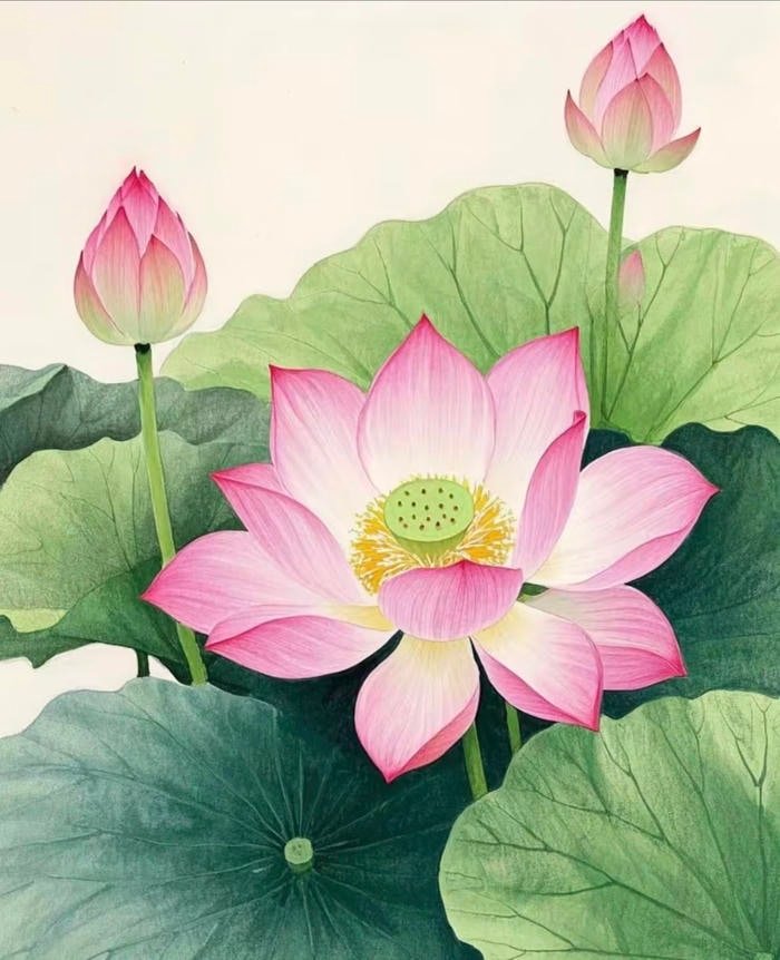 Ảnh tranh vẽ hoa sen gợi nét đẹp văn hóa Việt