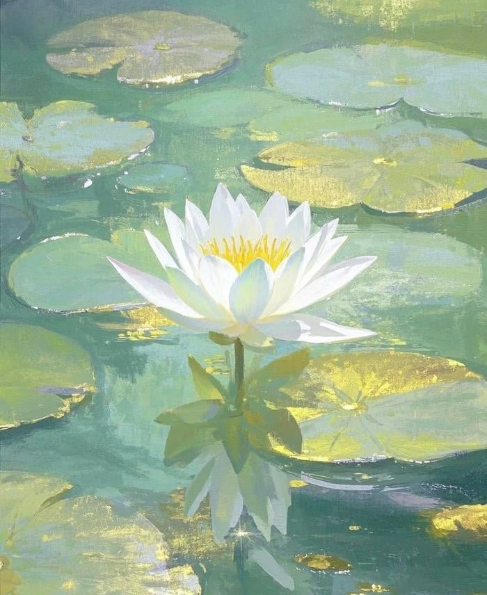 Ảnh tranh vẽ hoa sen mang vẻ đẹp thanh khiết