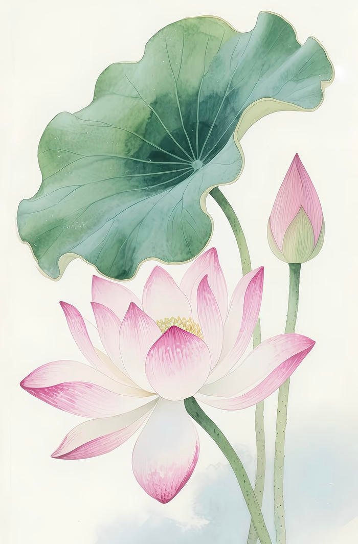 Ảnh tranh vẽ hoa sen truyền tải vẻ đẹp tinh tế