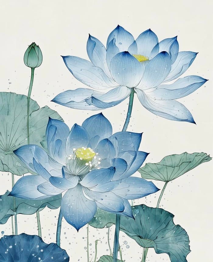 Ảnh tranh vẽ hoa sen với cảm hứng thiên nhiên