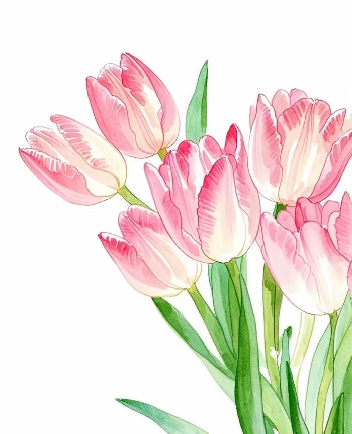 Ảnh tranh vẽ hoa tulip kết hợp màu sắc hài hòa