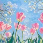 Ảnh tranh vẽ hoa tulip mang cảm hứng thiên nhiên tươi mới