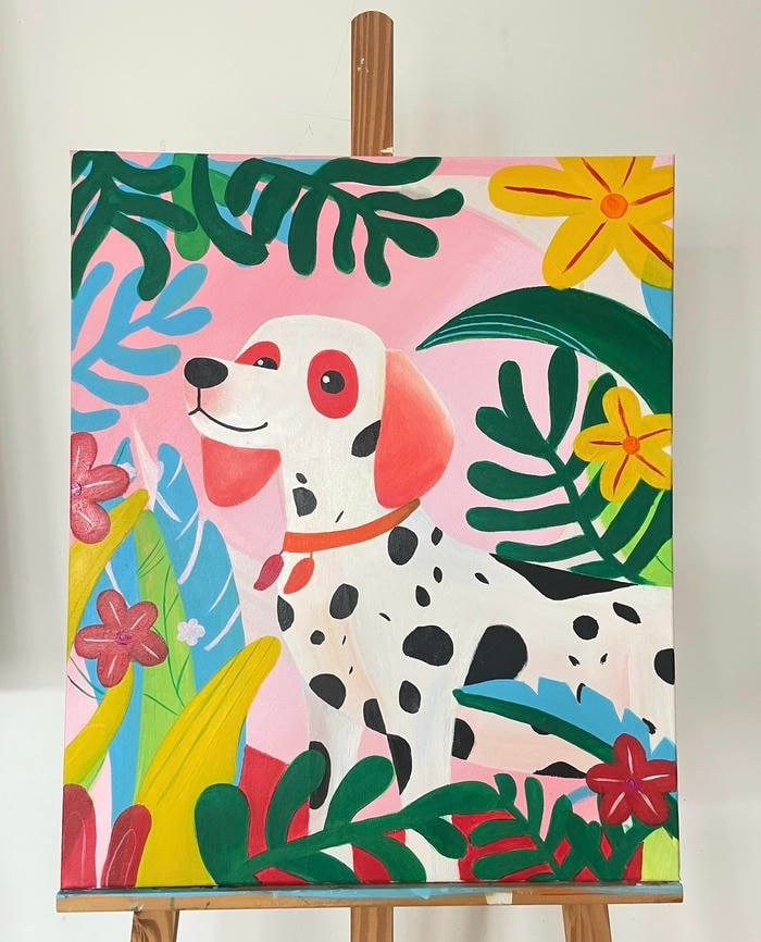 Ảnh vẽ tranh con chó gợi cảm giác dễ mến