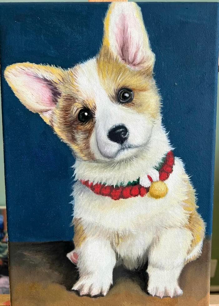 Ảnh vẽ tranh con chó gợi cảm giác gần gũi như một người bạn quen