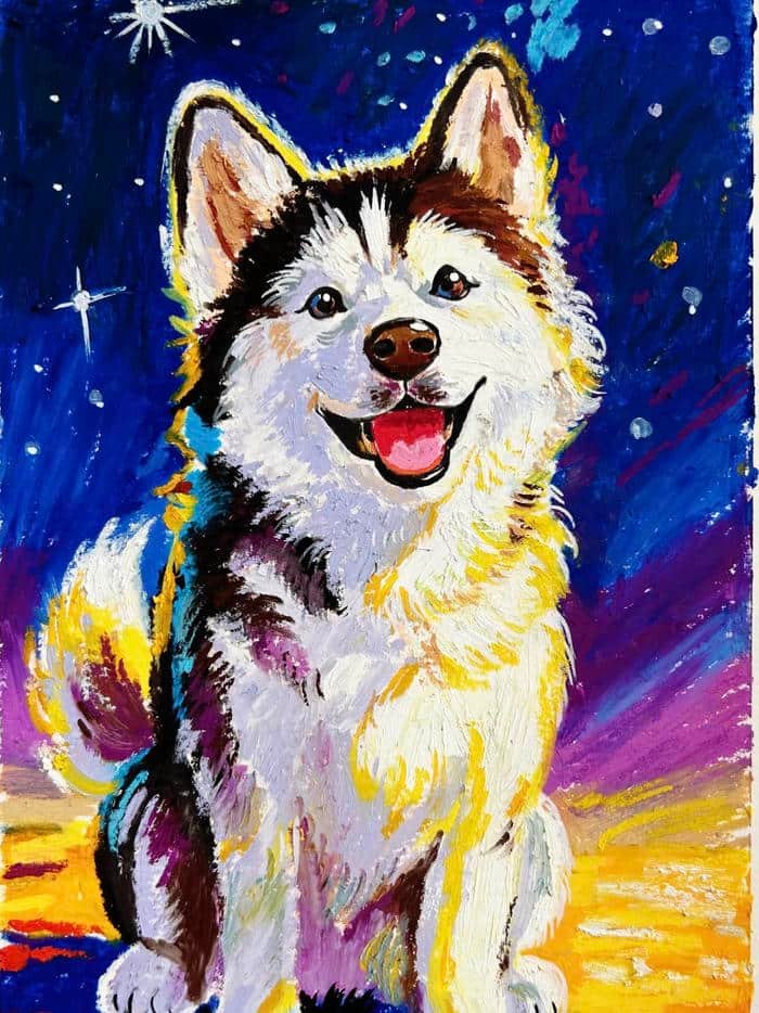 Ảnh vẽ tranh con chó tạo cảm giác như đang được chào đón