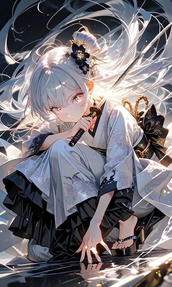 Bức ảnh anime girl tóc trắng mang sắc thái lạnh giá sắc nét