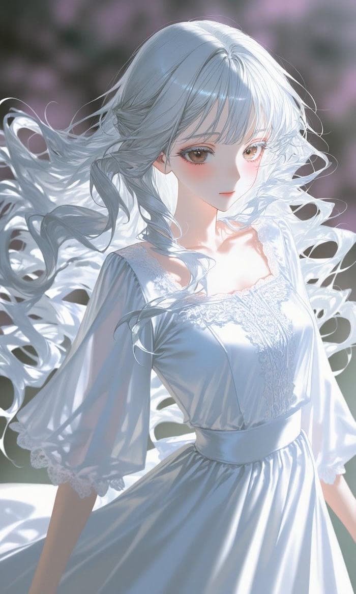 Bức ảnh anime girl tóc trắng mang vẻ đẹp khác thường huyền bí