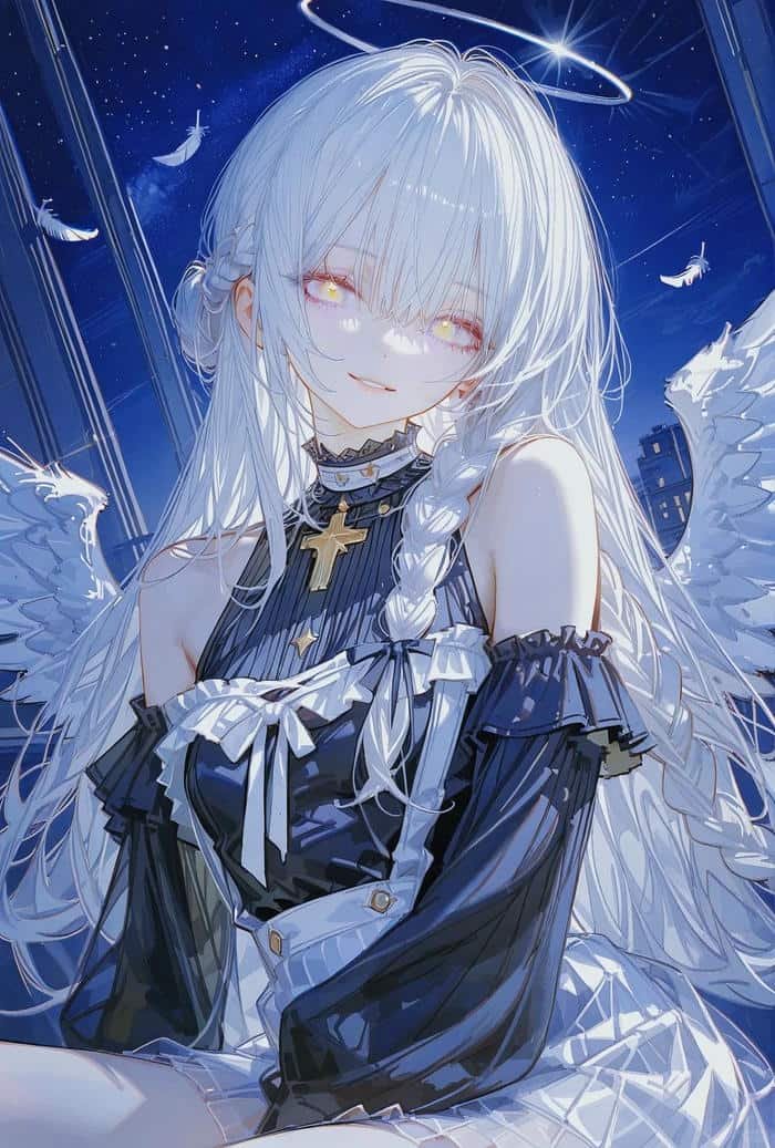 Bức ảnh anime girl tóc trắng phong cách nghệ thuật giàu chiều sâu