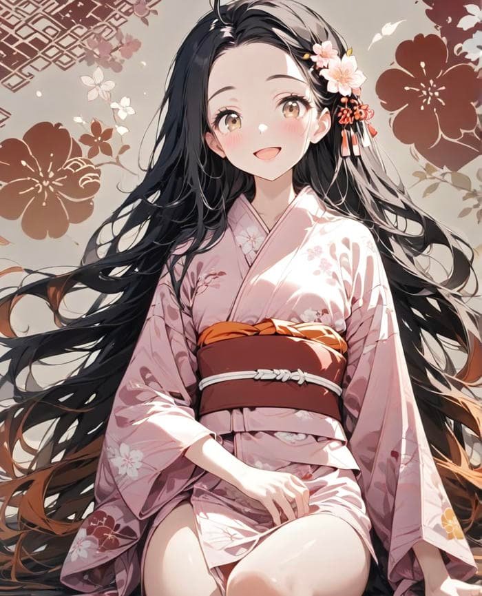 Bức ảnh anime nữ mặc kimono mang cảm xúc thanh tịnh