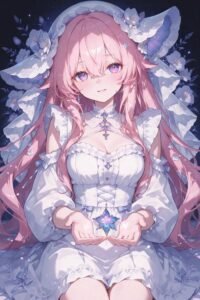 Bức ảnh anime nữ tóc hồng mang tinh thần tích cực yêu đời