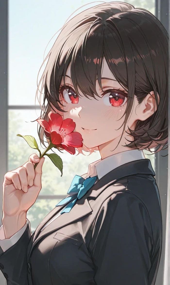 Bức ảnh anime nữ tóc ngắn mang khí chất tự tin riêng