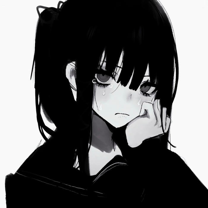 Bức ảnh anime nữ trắng đen gợi không khí tĩnh lặng suy tư