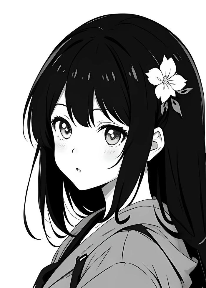 Bức ảnh anime nữ trắng đen mang sắc thái hoài niệm