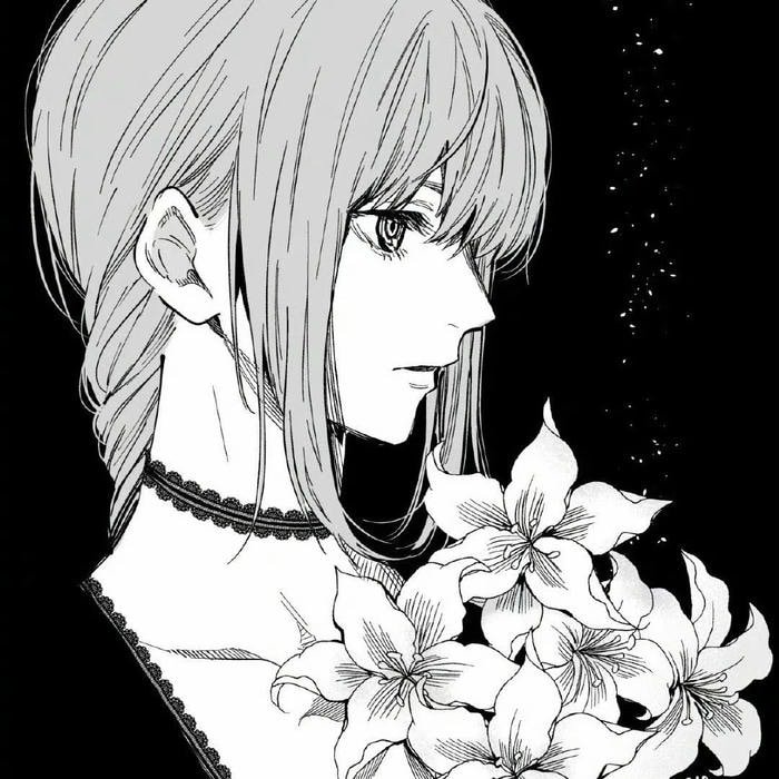 Bức ảnh anime nữ trắng đen thể hiện cảm xúc trầm ổn