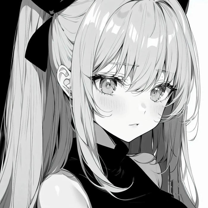 Bức ảnh anime nữ trắng đen thể hiện nét đẹp cổ điển