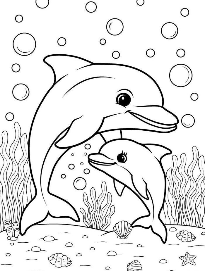 Bức ảnh bài thực hành tô màu con cá heo rèn nề nếp