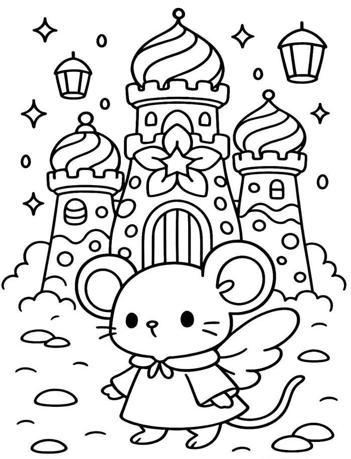 Bức ảnh tô màu con chuột giúp bé duy trì sự tập trung