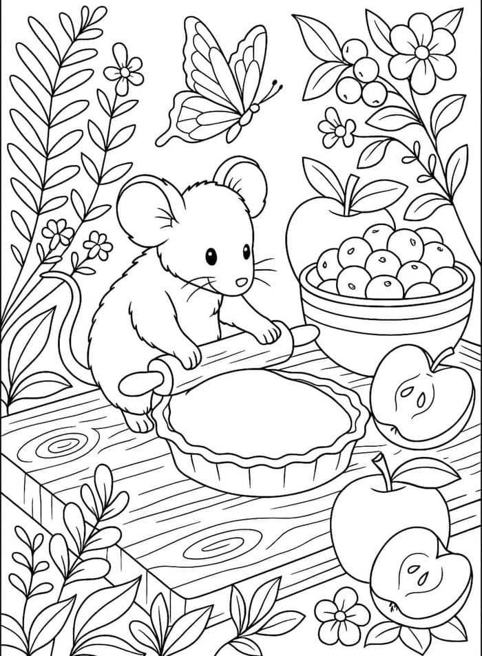 Bức ảnh tô màu con chuột giúp bé tiếp cận mỹ thuật cơ bản