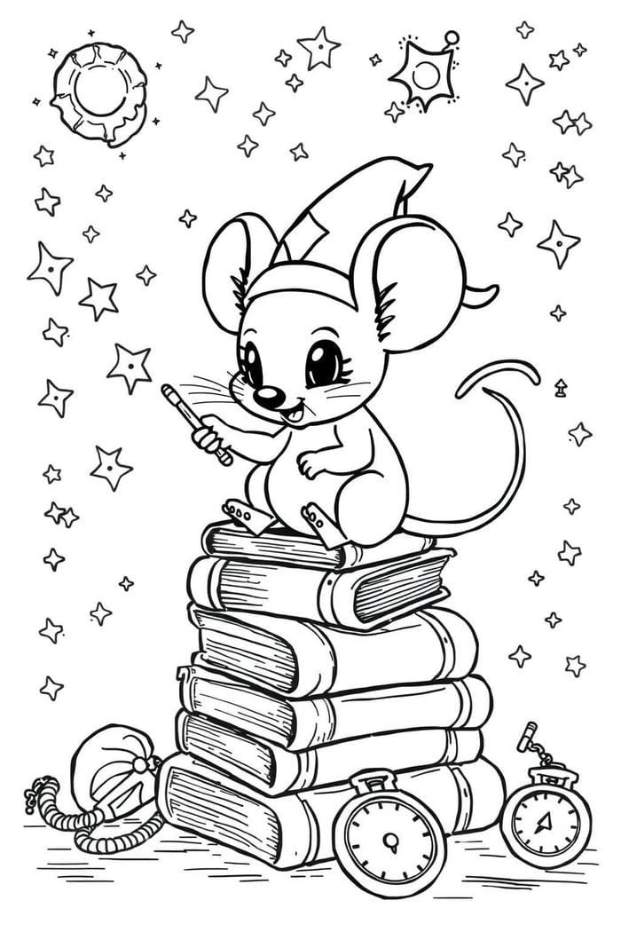 Bức ảnh tô màu con chuột giúp trẻ làm quen động vật nhỏ