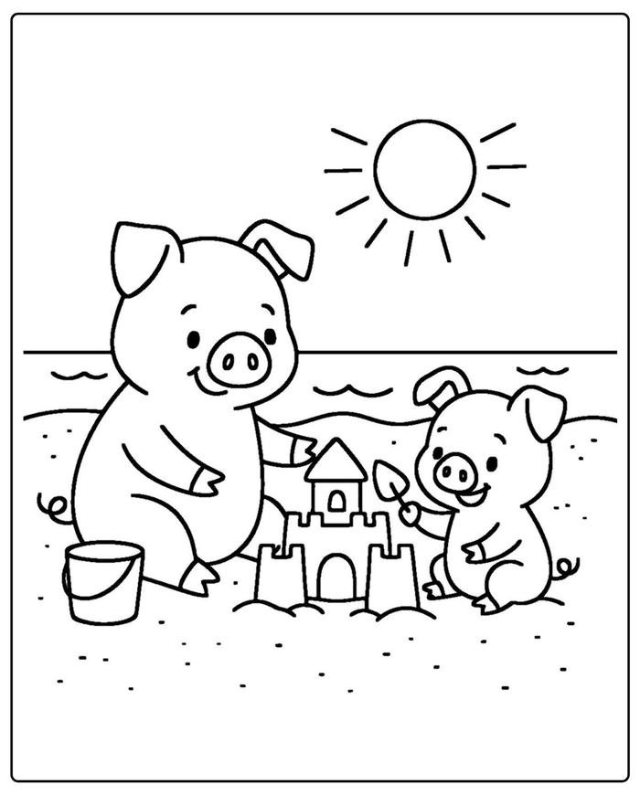 Bức ảnh tô màu con heo hỗ trợ phát triển khả năng cảm nhận màu sắc