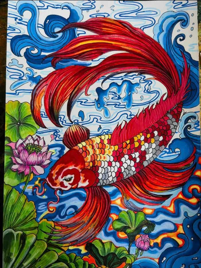 Bức ảnh tranh vẽ con cá mang cảm giác thư giãn