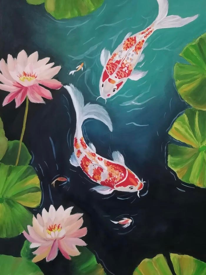 Bức ảnh tranh vẽ con cá mang phong cách nghệ thuật nhẹ