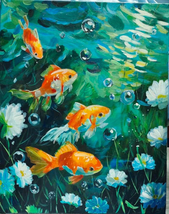 Bức ảnh tranh vẽ con cá nhấn mạnh đường cong tự nhiên