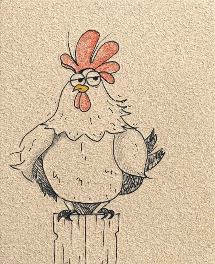 Bức ảnh tranh vẽ con gà mang không khí gần gũi làng xóm