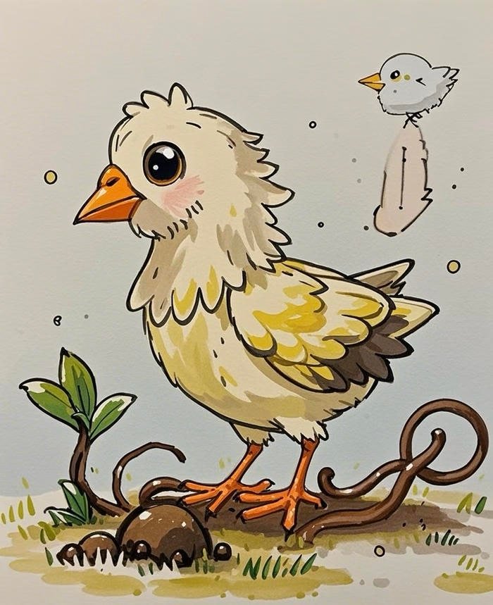 Bức ảnh tranh vẽ con gà mang nét vẽ đơn giản