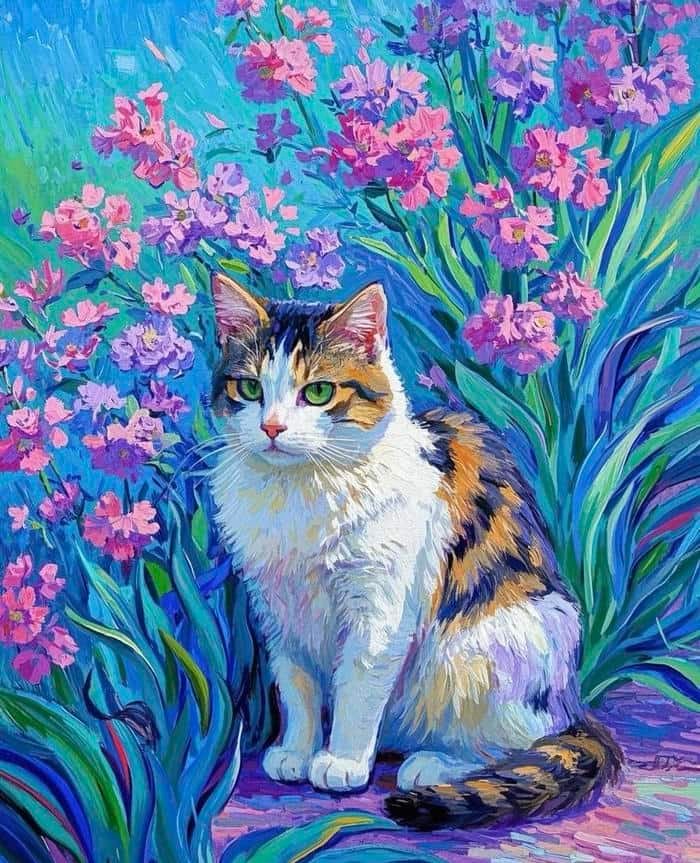 Bức ảnh tranh vẽ con mèo gợi cảm giác tự do và riêng biệt
