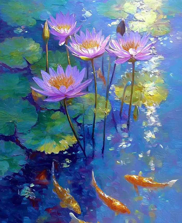 Bức ảnh tranh vẽ hoa sen thể hiện nét đẹp nhẹ nhàng