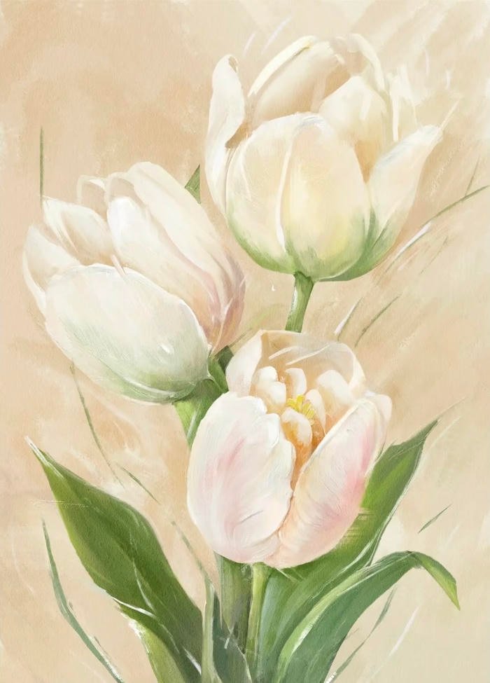 Bức ảnh tranh vẽ hoa tulip phù hợp in ấn trang trí