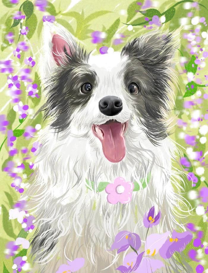 Bức ảnh vẽ tranh con chó mang cảm giác đồng hành lâu dài