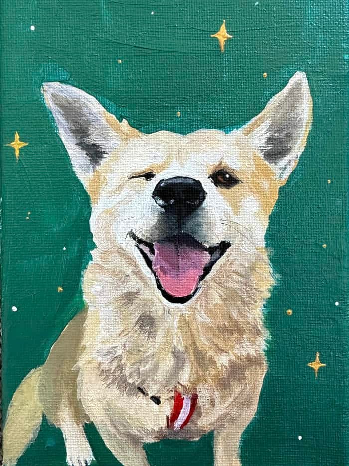 Bức ảnh vẽ tranh con chó thể hiện mối liên kết thân thuộc