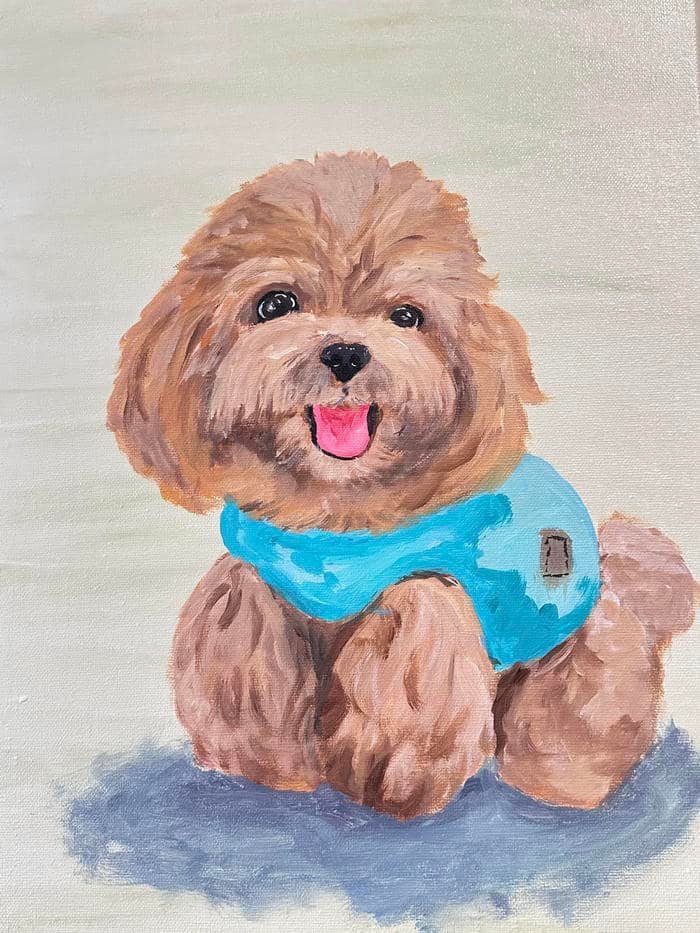 Bức ảnh vẽ tranh con chó thể hiện sự kết nối nhẹ