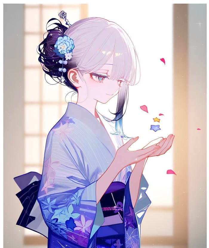Bức hình ảnh anime nữ mặc kimono mang nét đẹp mềm mại