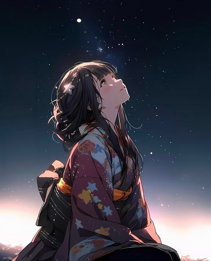 Bức hình ảnh anime nữ mặc kimono mang nét duyên kín