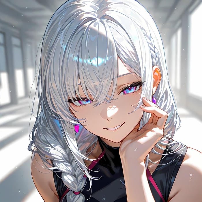 Bức hình anime girl tóc trắng mang vẻ đẹp lạnh lùng cuốn hút