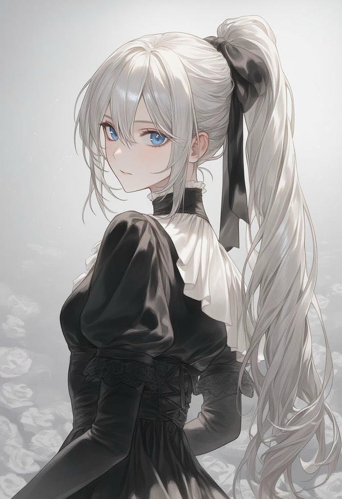 Bức hình anime girl tóc trắng với cảm xúc trầm sâu kín đáo