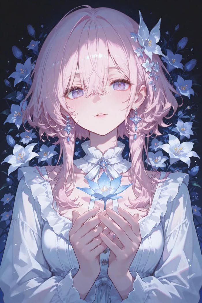 Bức hình anime nữ tóc hồng gợi cảm giác đáng yêu dễ mến