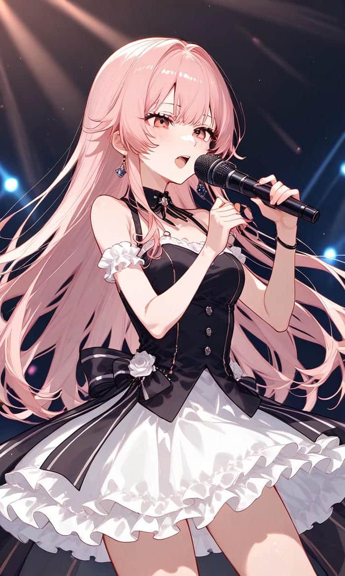 Bức hình anime nữ tóc hồng mang cảm giác ngọt ngào